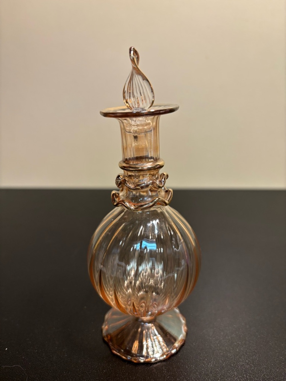 Source Unknown Amber-Tinted Ribbed Glass Perfume Bottle